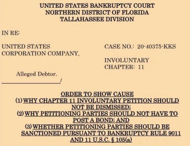 Bankruptcy court order to show cause